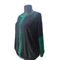 Wieczorowa Bluzka bombka z błyszczącym zielonymi wstawkami